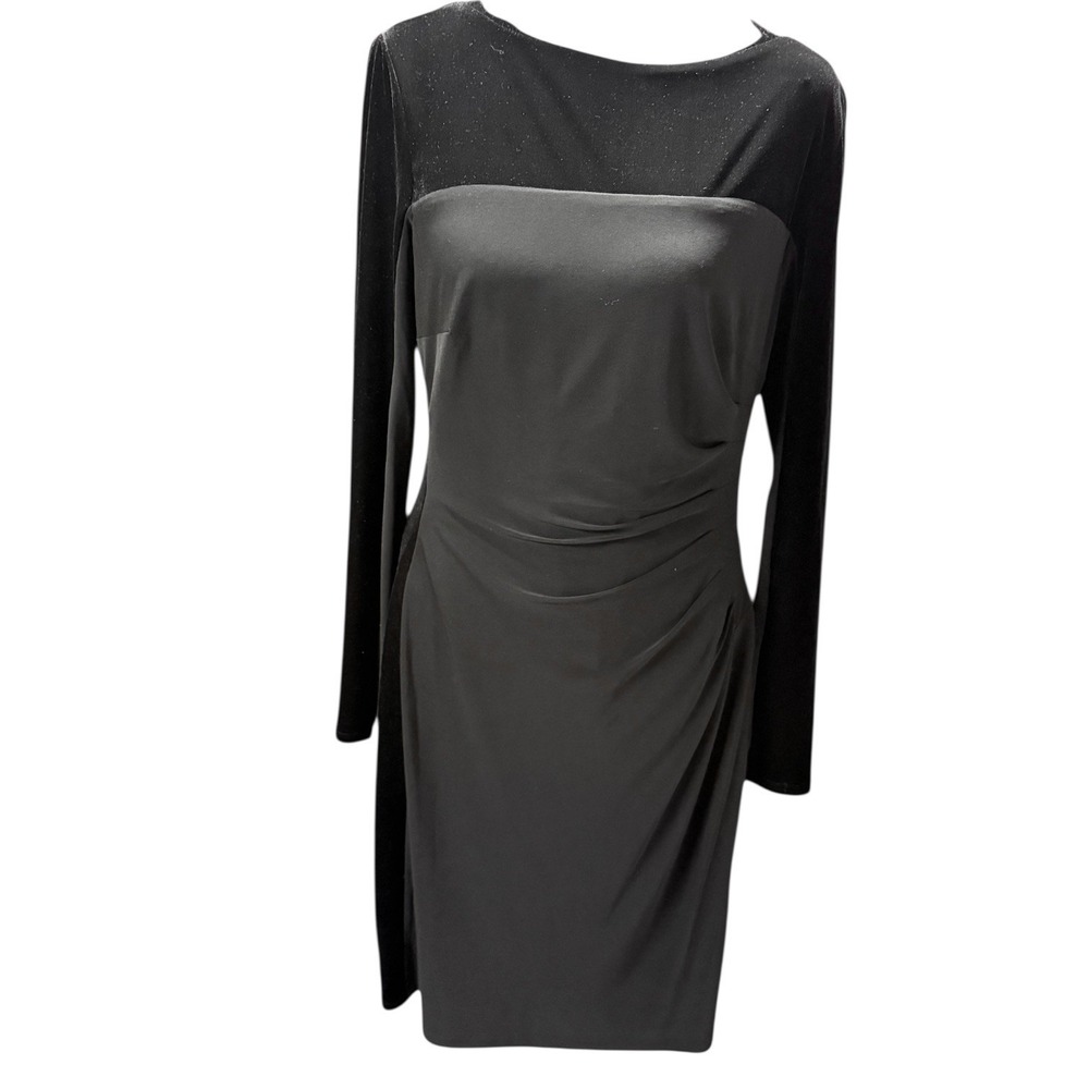 Little Black Dress Velvet 8 Classic Party Cocktail LBD Midi Colorblock Dressy M